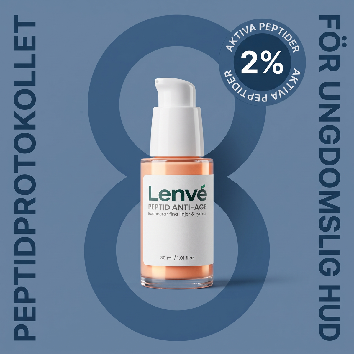 Lenvé Peptid Anti-Age Serum appliceras på hud för att motverka åldrande